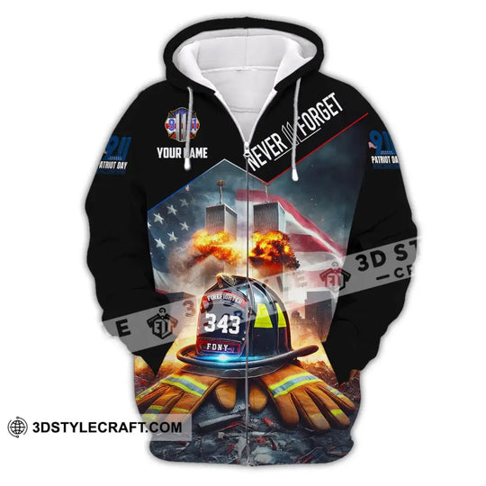 Unisex Shirt, Custom Name Firefighter Shirt, Never Forget, Fallen Firefighters 911 Memorial T-Shirt style option 3