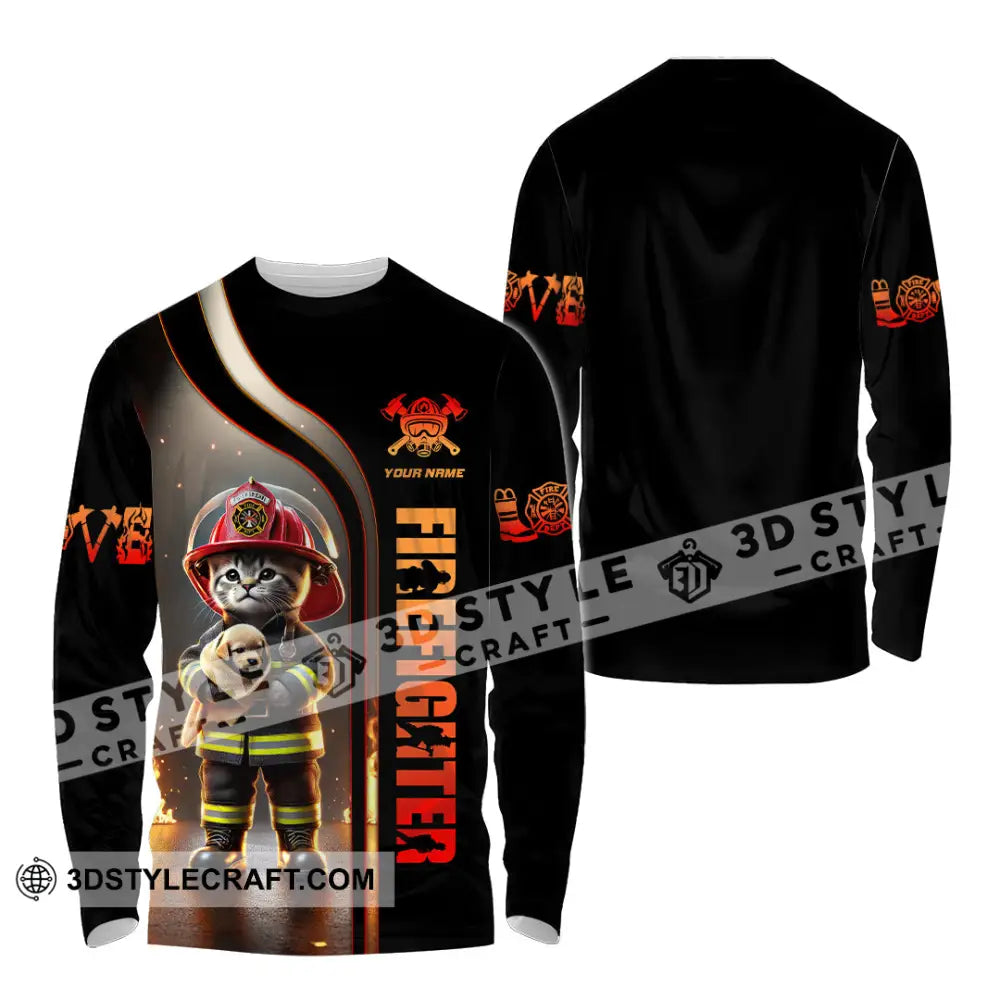 Unisex Shirt Custom Name Firefighter T-Shirt Hoodie Long Sleeve / S T-Shirt
