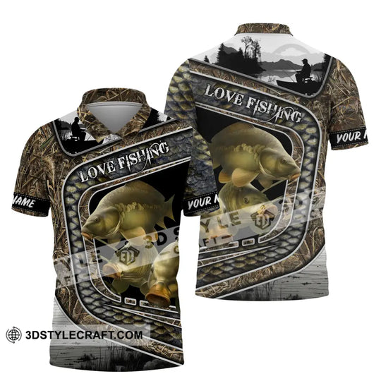 Unisex Shirt, Custom Name Fishing Shirt, Love Fishing Polo Shirt style option 4