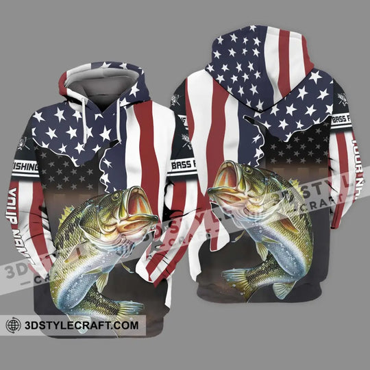 Unisex Shirt - Custom Name Fishing Lover Shirt, US Flag style option 3