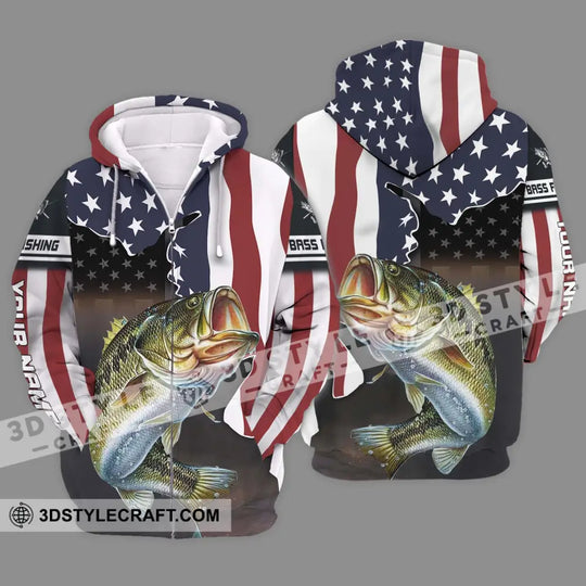 Unisex Shirt - Custom Name Fishing Lover Shirt, US Flag style option 2