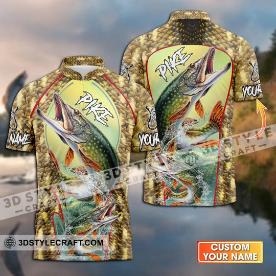 Unisex Shirt - Custom Name Fishing Shirt, Pike Fish style option 1