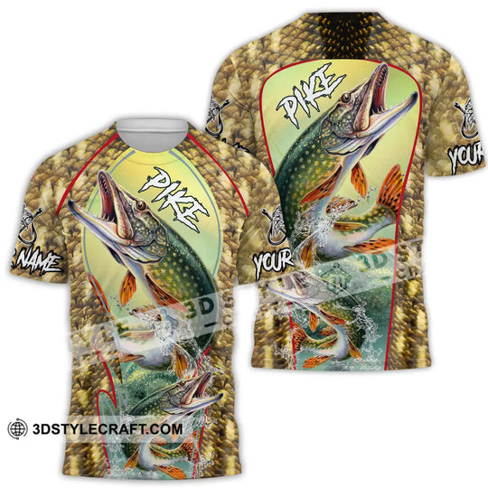 Unisex Shirt - Custom Name Fishing Shirt, Pike Fish style option 2