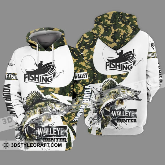 Unisex Shirt - Custom Name Fishing Shirt, Walleye Fish Hunter style option 3