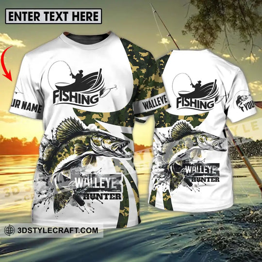 Unisex Shirt - Custom Name Fishing Shirt, Walleye Fish Hunter style option 1