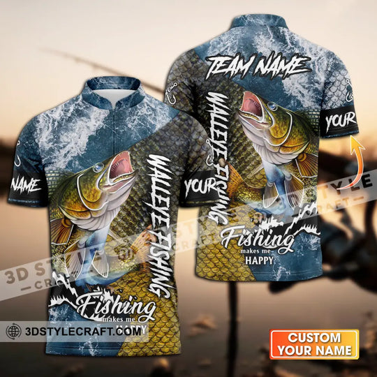 Unisex Shirt - Custom Name Fishing Shirt, Walleye Fish style option 1