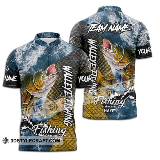 Unisex Shirt - Custom Name Fishing Shirt, Walleye Fish style option 3