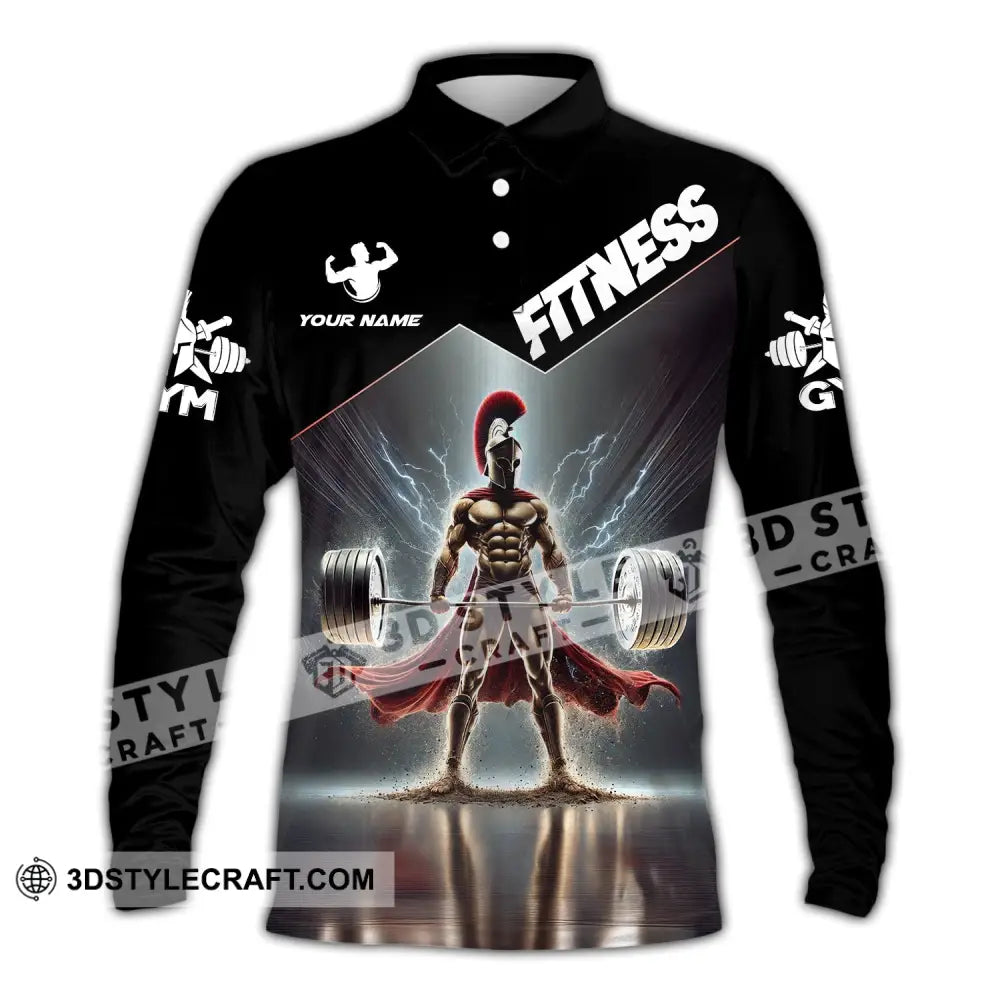 Unisex Shirt Custom Name Fitness Work Out Long Sleeve Gym Polo / S T-Shirt