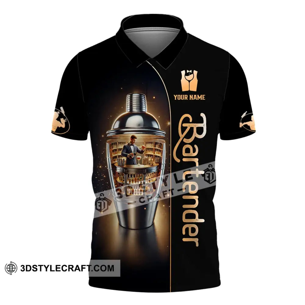 Unisex Shirt Custom Name For Bartender T-Shirt Hoodie Long Sleeve Polo / S T-Shirt