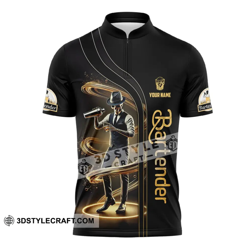 Unisex Shirt Custom Name For Bartender T-Shirt Hoodie Long Sleeve Zipper Polo / S T-Shirt