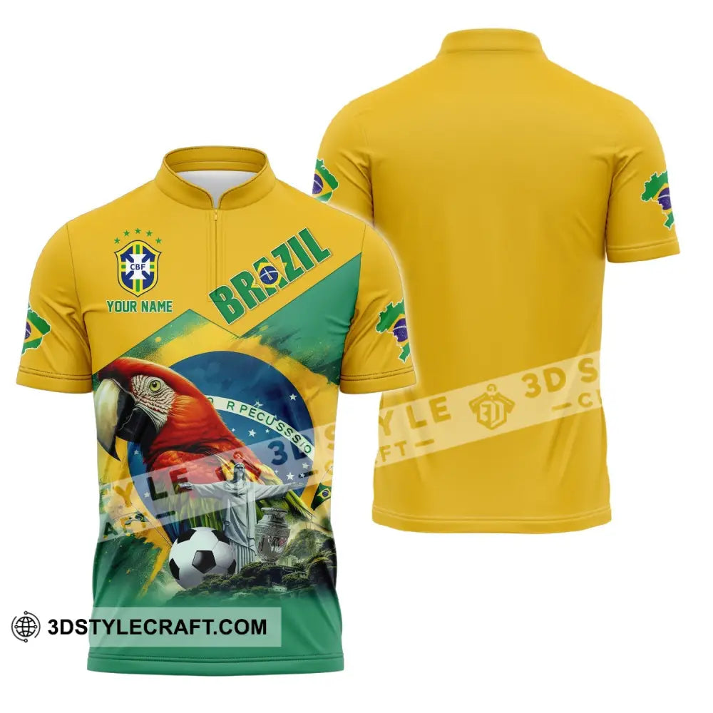 Unisex Shirt Custom Name For Brazil Hoodie Polo Long Sleeve Zipper / S T-Shirt
