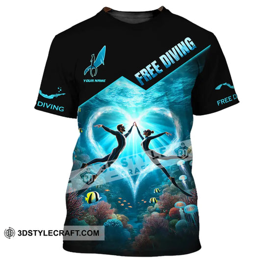 Unisex Shirt, Custom Name Free Diving Shirt, Diving Gift style option 2