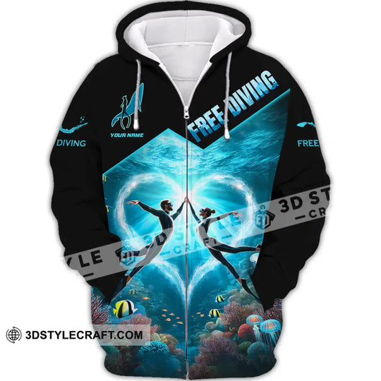Unisex Shirt, Custom Name Free Diving Shirt, Diving Gift style option 3