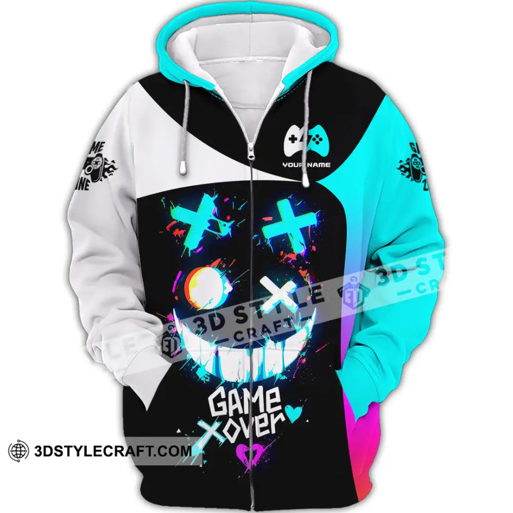 Unisex Shirt Custom Name Gamer Gift Zipper Hoodie / S T-Shirt