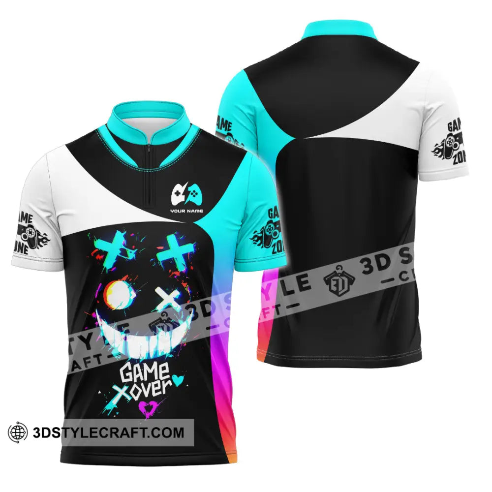 Unisex Shirt Custom Name Gamer Gift Zipper Polo / S T-Shirt