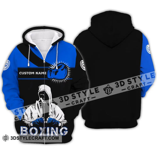 Unisex Shirt - Custom Name Shirt - Gift For Boxing Lover, Royal Blue And Black Shirt style option 4