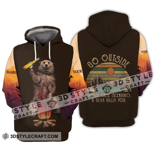 Unisex Shirt - Custom Name Shirt - Go Outside Worst Case Scenario A Bear Kills You style option 3