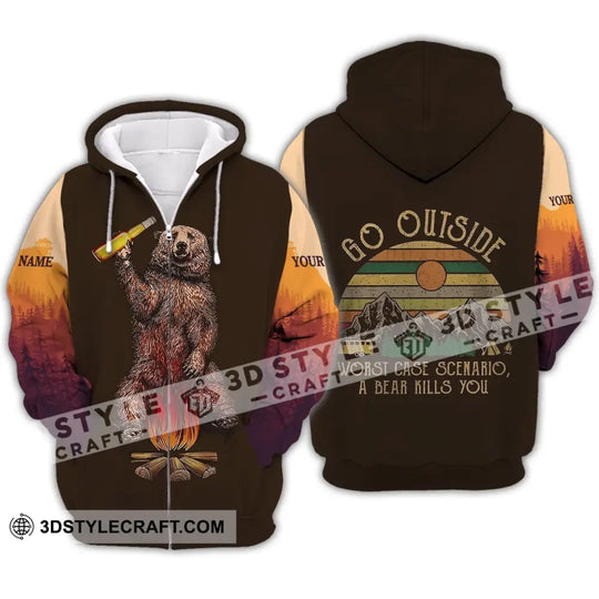 Unisex Shirt - Custom Name Shirt - Go Outside Worst Case Scenario A Bear Kills You style option 4