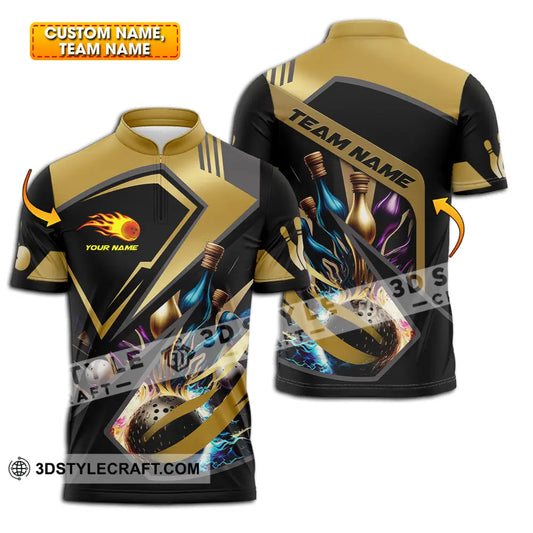 Unisex Shirt - Custom Name Gold Bowling Lover T-Shirt