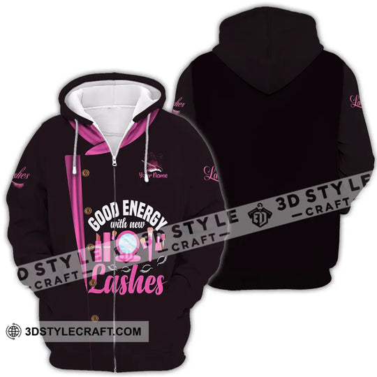 Unisex Shirt - Custom Name Shirt Good Energy Lashes style option 4