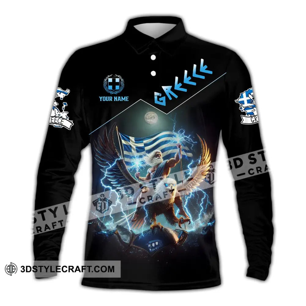Unisex Shirt Custom Name Greece Love T-Shirt Long Sleeve Polo / S T-Shirt