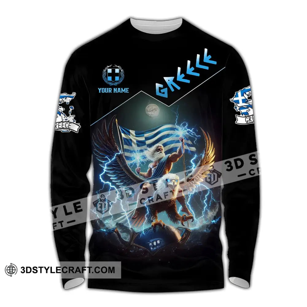 Unisex Shirt Custom Name Greece Love T-Shirt Long Sleeve / S T-Shirt