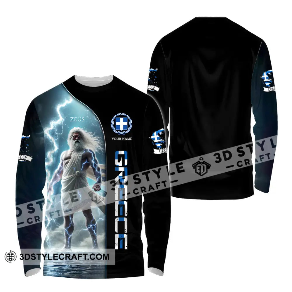 Unisex Shirt Custom Name Greece T-Shirt Lover Gift Long Sleeve / S T-Shirt