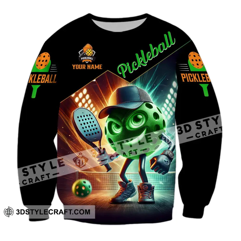 Unisex Shirt - Custom Name Green Pickleball Long Sleeve / S T-Shirt