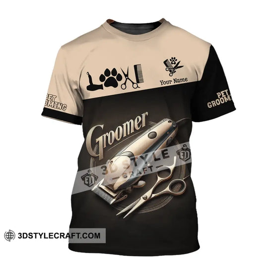 Unisex Shirt, Custom Name Groomer Shirt, Pet Grooming T-Shirt Hoodie Long Sleeve Shirt style option 2