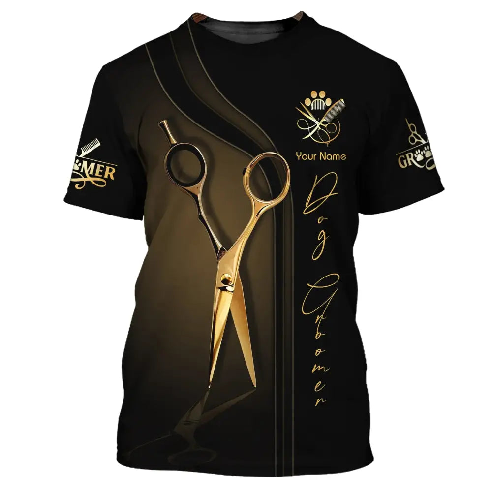 Unisex Shirt Custom Name Groomer Pet Grooming T-Shirt Hoodie / S
