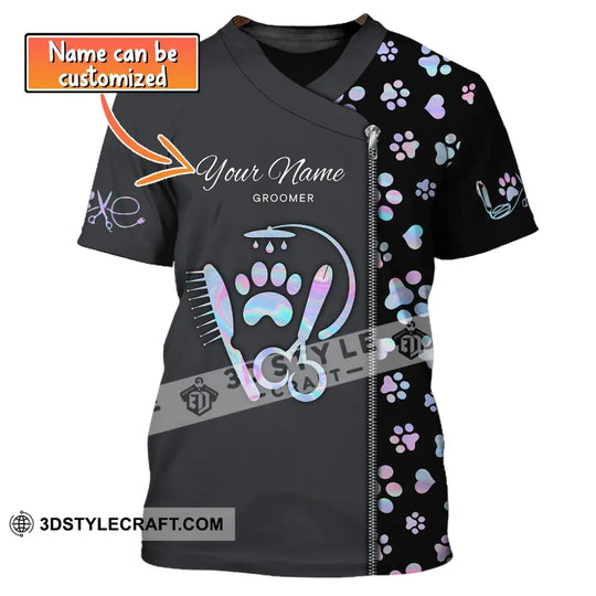 Unisex Shirt, Custom Name Groomer Shirt, Pet Groomer Hoodie, Pet Grooming T-Shirt style option 1