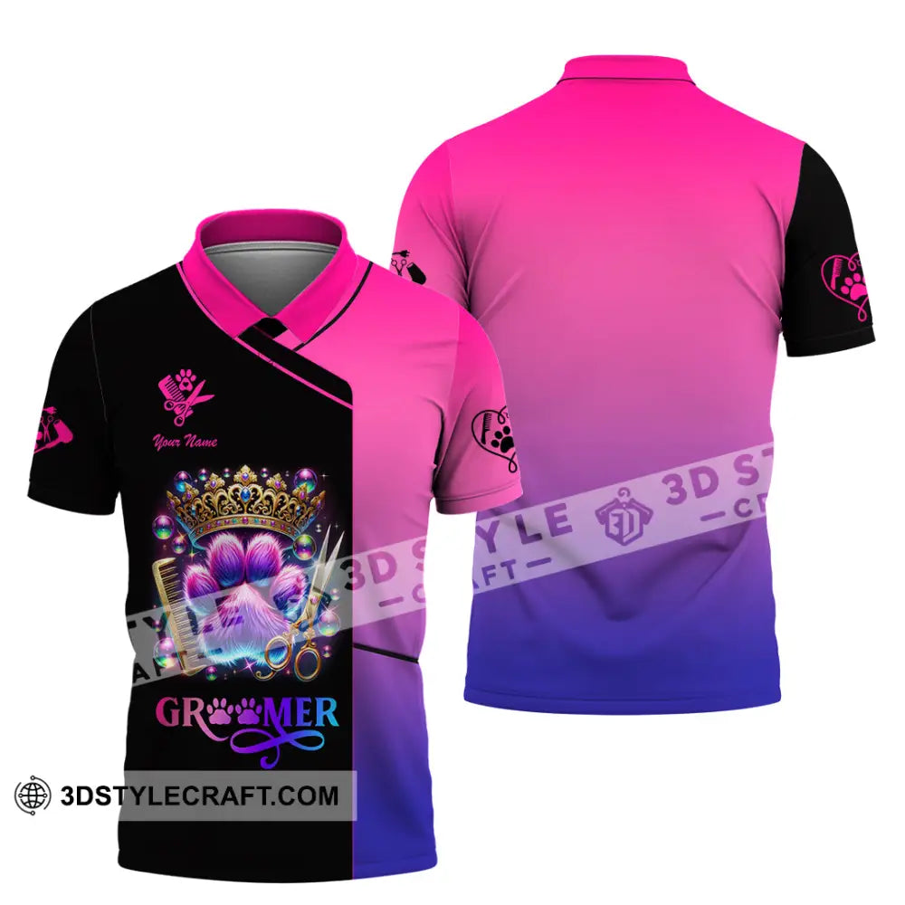 Unisex Shirt Custom Name Groomer Pet Shop T-Shirt Polo / S T-Shirt