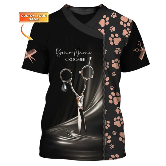 Unisex Shirt, Custom Name Groomer Shirt, Groomer T-Shirt, Gift for Groomer style option 1