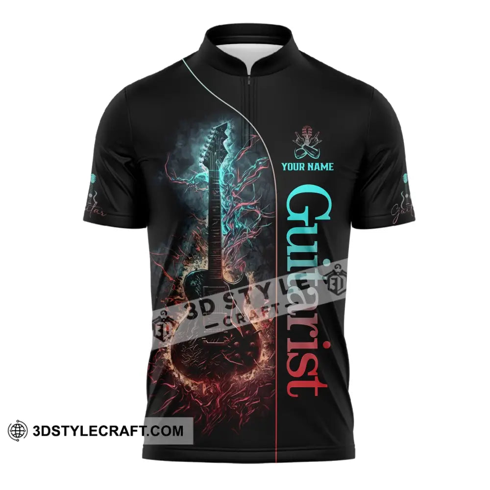 Unisex Shirt Custom Name Guitarist Guitar Lover Gift Zipper Polo / S T-Shirt