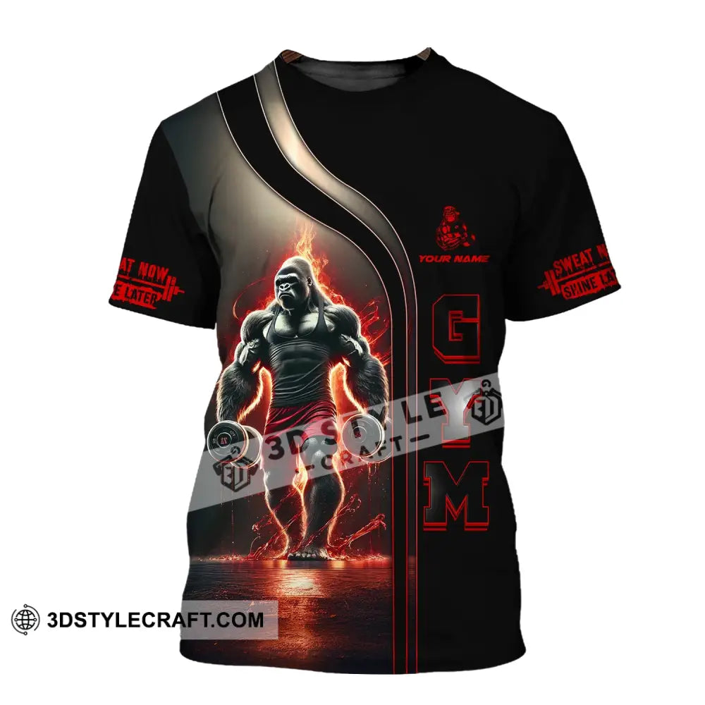 Unisex Shirt Custom Name Gym Work Out Long Sleeve Fitness T-Shirt / S T-Shirt