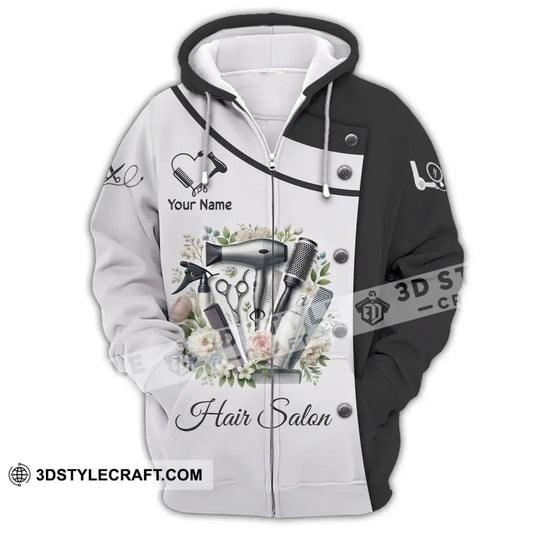 Unisex Shirt, Custom Name Hair Salon Shirt, Hairdresser T-Shirt Hoodie Long Sleeve Shirt style option 3
