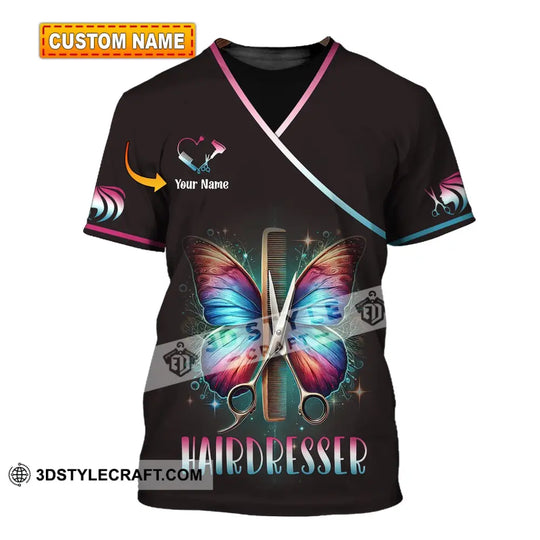 Unisex Shirt, Custom Name Hairdresser Shirt, Hairdresser T-Shirt Hoodie Long Sleeve Shirt style option 1