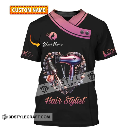 Unisex Shirt, Custom Name Hairdresser Shirt, Hairdresser T-Shirt Hoodie Long Sleeve Shirt style option 1