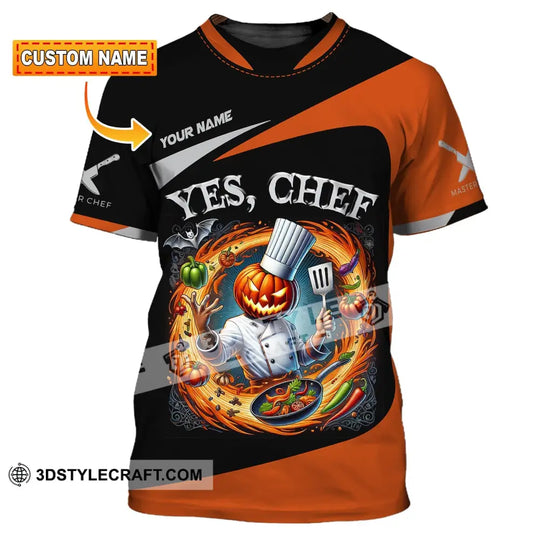 Unisex Shirt, Custom Name Halloween Chef Shirt, Chef Apparel, Chef Polo Long Sleeve, Cooking Love T-Shirt style option 1