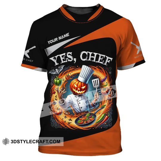 Unisex Shirt, Custom Name Halloween Chef Shirt, Chef Apparel, Chef Polo Long Sleeve, Cooking Love T-Shirt style option 2