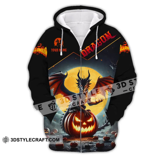 Unisex Shirt - Custom Name Halloween Fire Dragon Shirt style option 3