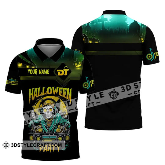 Unisex Shirt, Custom Name Halloween Party Shirt, DJ Hoodie Shirt Polo Long Sleeve Shirt style option 4