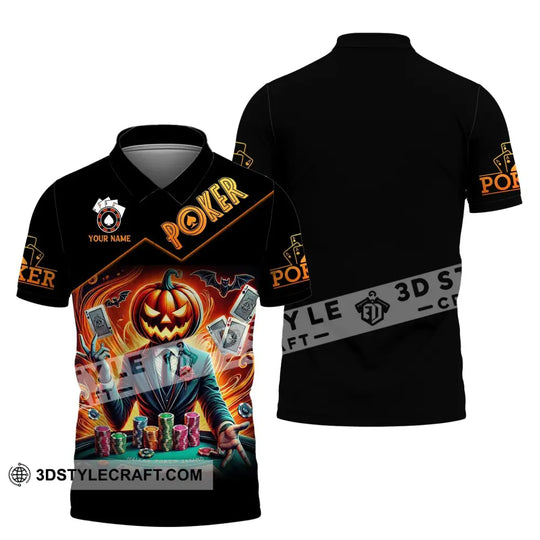 Unisex Shirt, Custom Name Halloween Poker Shirt, Poker Hoodie Shirt Polo Long Sleeve Shirt style option 4