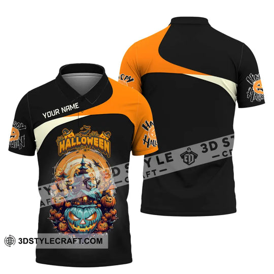 Unisex Shirt, Custom Name Halloween Shirt, Halloween Polo Long Sleeve Shirt, Halloween Gift style option 4