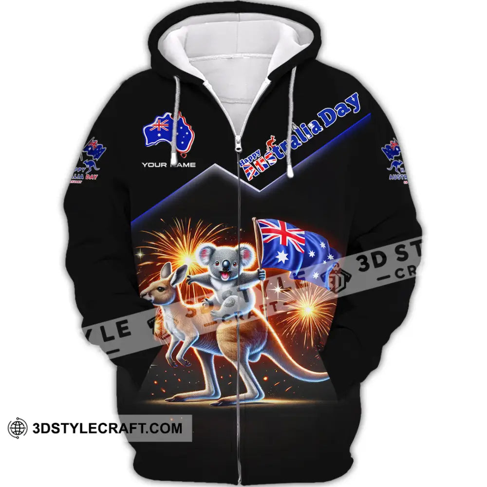 Unisex Shirt Custom Name Happy Australia Day Lover Gift Zipper Hoodie / S T-Shirt