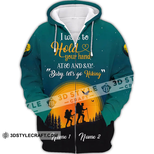 Unisex Shirt, Custom Name Hiking Shirt, Couple Hiking Apparel, Hiking Polo Shirt Hoodie Long Sleeve style option 3