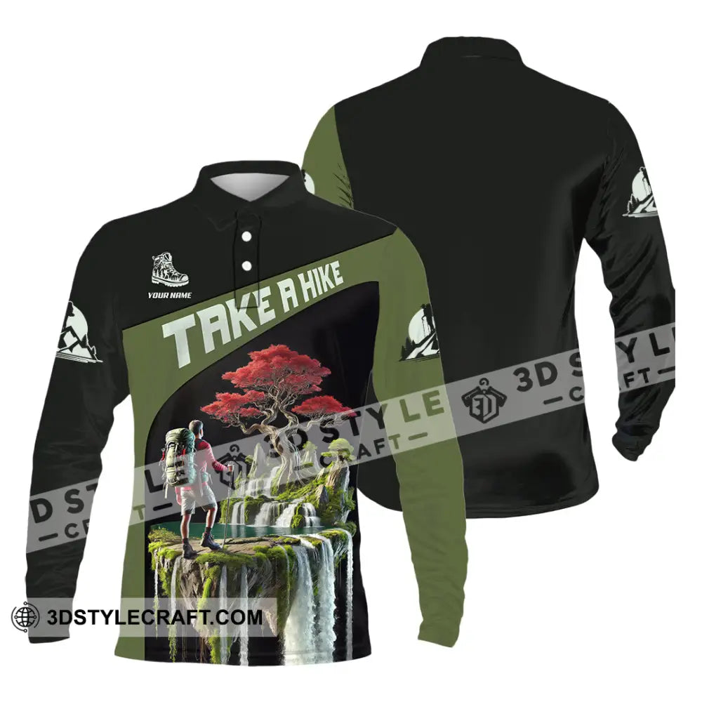 Unisex Shirt Custom Name Hiking Lover Gift Long Sleeve Polo / S T-Shirt