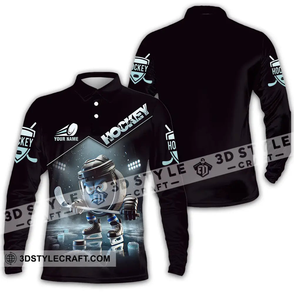 Unisex Shirt - Custom Name Hockey Long Sleeve Polo / S T-Shirt