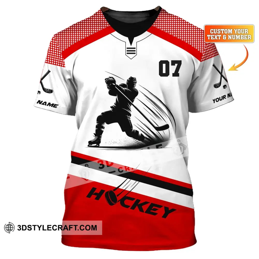 Unisex Shirt Custom Name Hockey T-Shirt Polo Gift For Player