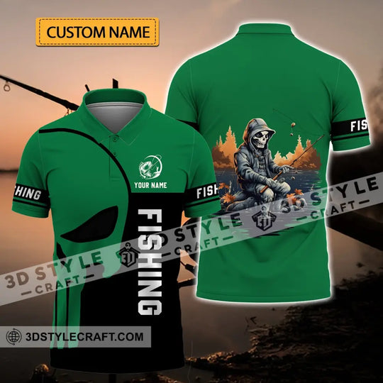 Unisex Shirt - Custom Name Hook Fishing Skeleton Shirt style option 1
